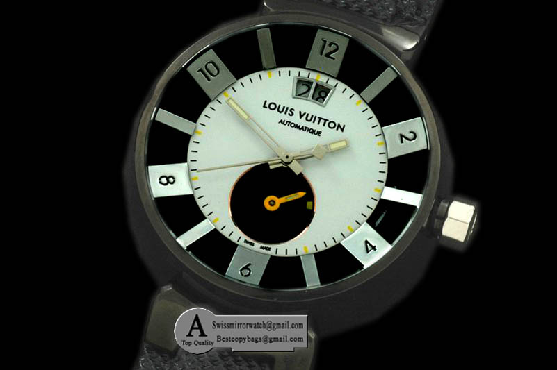 Louis Vuitton Tambour 227 Big Date Reserve PVD NY White Jap Quartz Replica Watches
