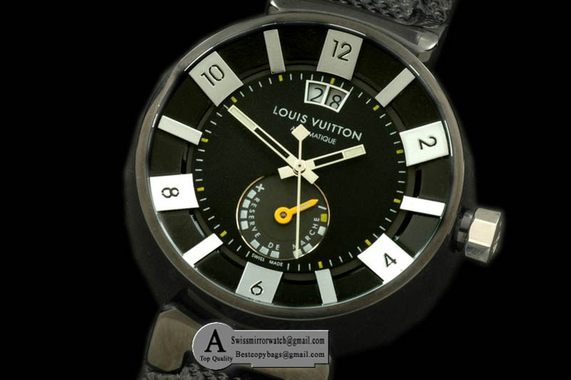 Louis Vuitton Tambour 227 Big Date Reserve PVD NY Black Jap Quartz Replica Watches