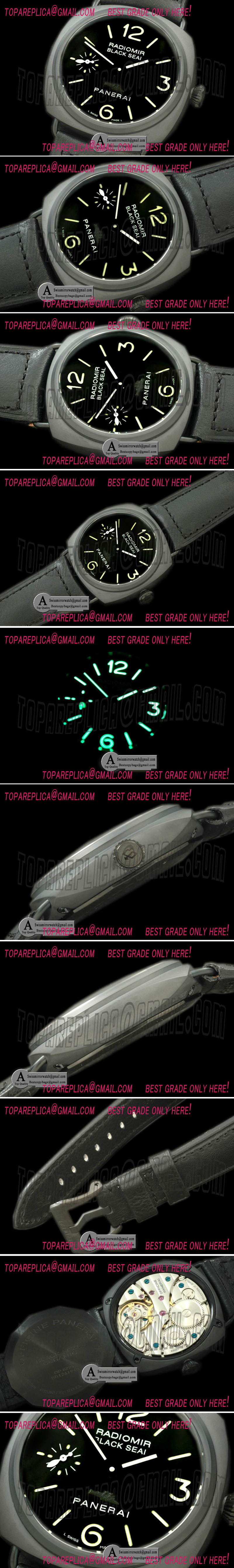 Panerai RADIOMIR 45MM Pam 292J Black Seal Ceramic Leather Black Asian 6497 Replica Watches