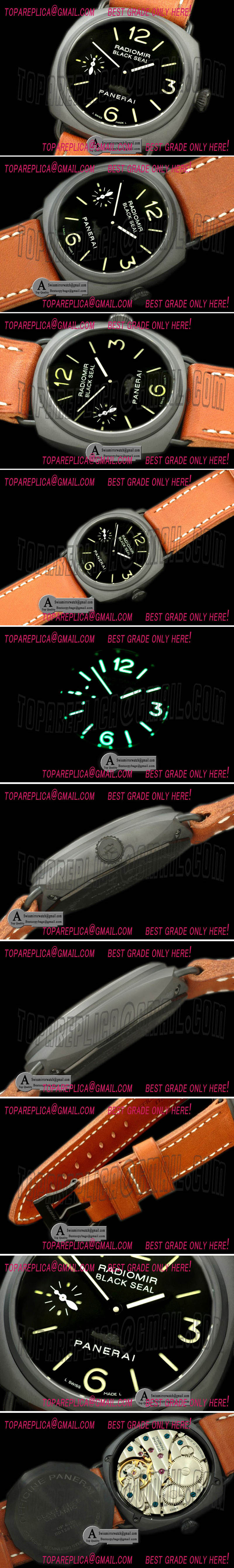 Panerai Pam 292J RADIOMIR 45MM Black Seal Ceramic Leather Black Asian 6497 Replica Watches