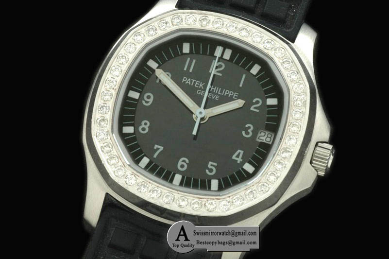 Patek Philippe Aquanaut Jumbo SS/Rubber/Diamond Black Swiss Eta 2824-2 Replica Watches