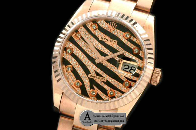 Rolex Datejust Royal Black Rose Gold Swiss Eta 2836 2 Replica Watches