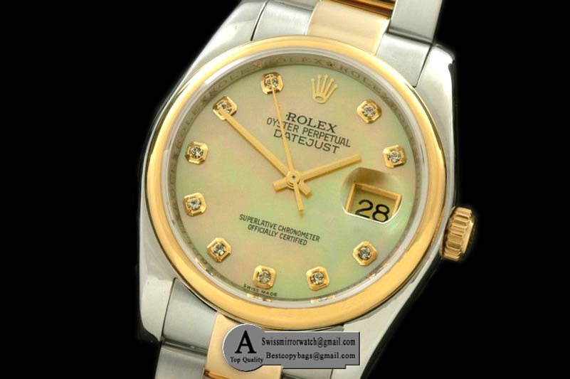 Rolex SS Yellow Gold Oyster MOP Gold Diamond Swiss Eta 2836-2 Replica Watches
