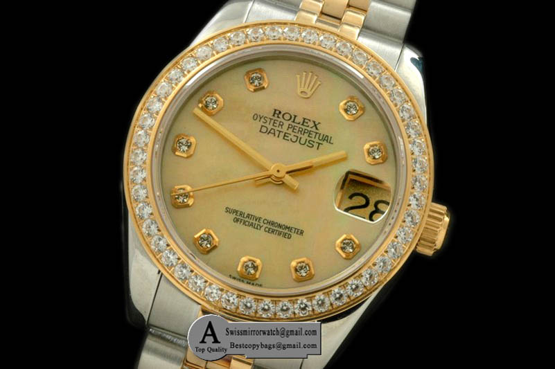 Rolex SS/Yellow Gold Jubilee MOP Gold Diamond Swiss Eta 2671-2 Replica Watches