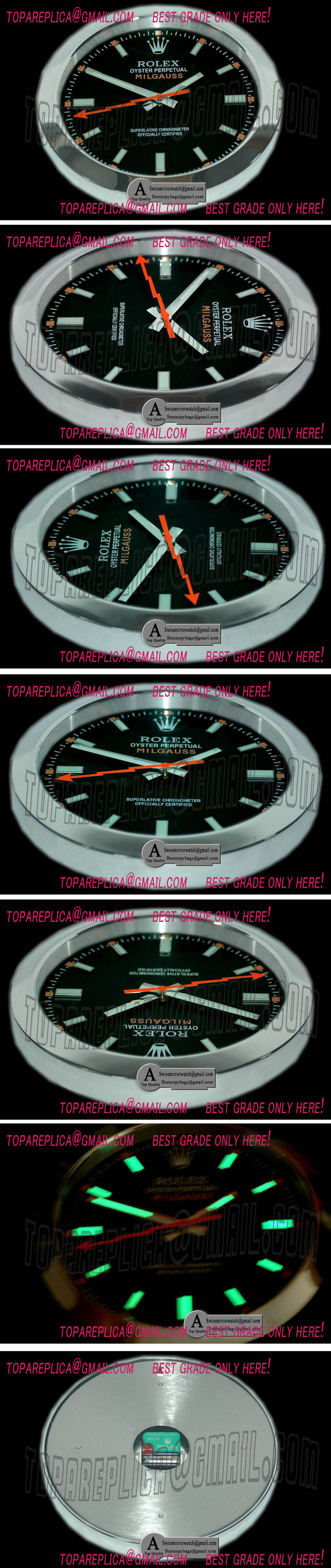 Rolex Dealer Clock Milgauss Style Black Japanese Quartz Replica Watches