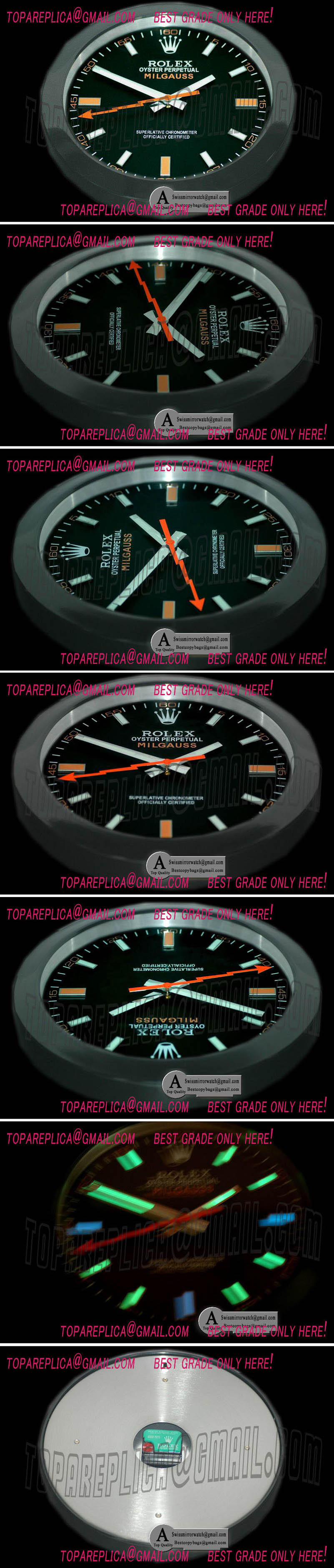 Rolex Dealer Clock Milgauss Style Black Japanese Quartz Replica Watches
