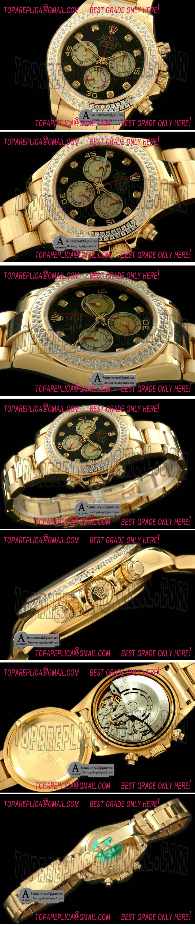 Rolex Daytona 2011 Yellow Gold Diamond Yellow Gold Black White Diamond A 7750 Sec@6 28800 Replica Watches