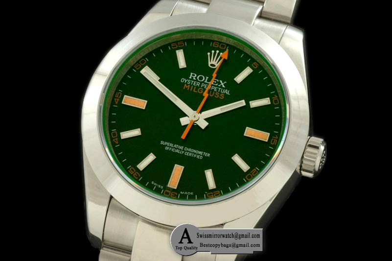 Rolex Milguass SS Blk (Green Sapphire) Asian 2813 21J