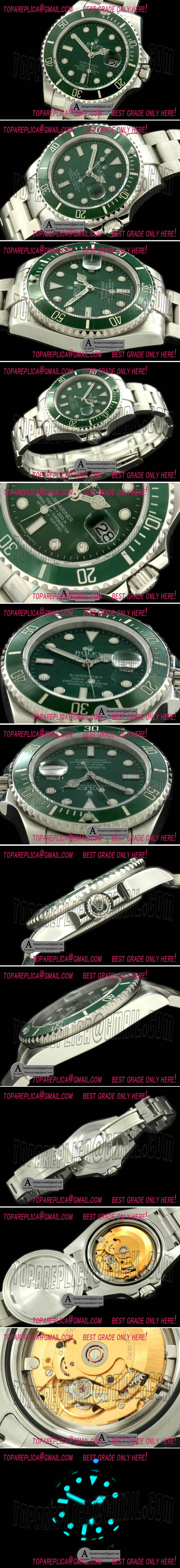 Rolex 116610 2010 Submariner SS Green Asian 2836 Replica Watches