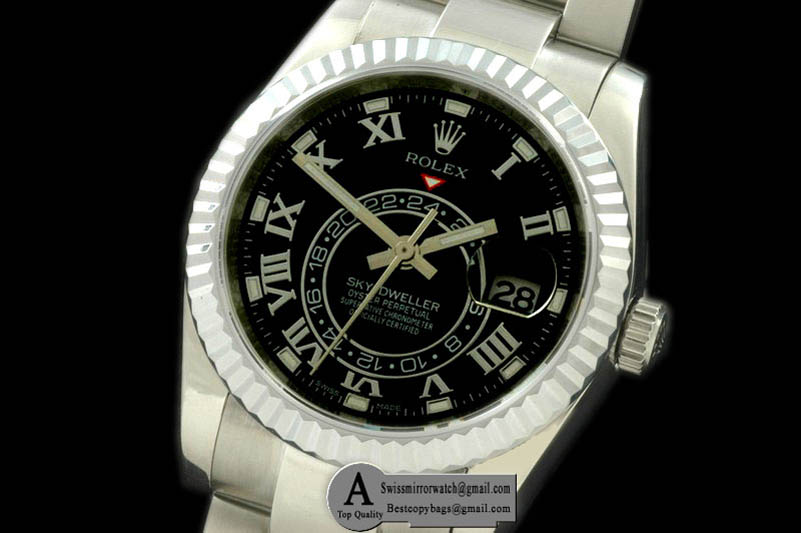 Rolex SkyDweller SS SS Black Asian 2813 Replica Watches
