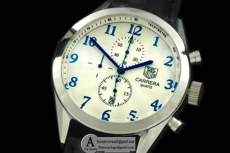 Tag Heuer Carrera Vintage SS Leather White Jap Qtz Replica Watches