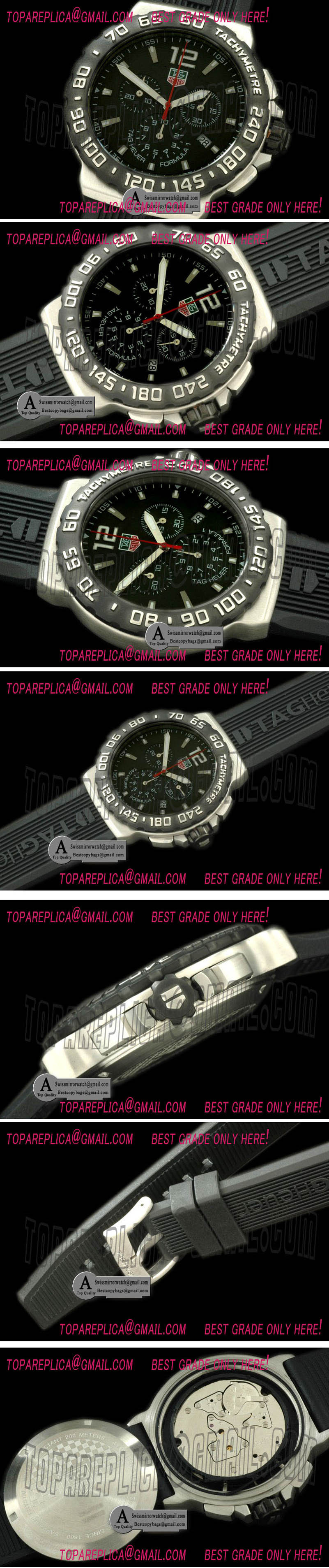 Tag Heuer Formula 1 SS Rubber Black Swiss Eta Quartz Chrono Replica Watches