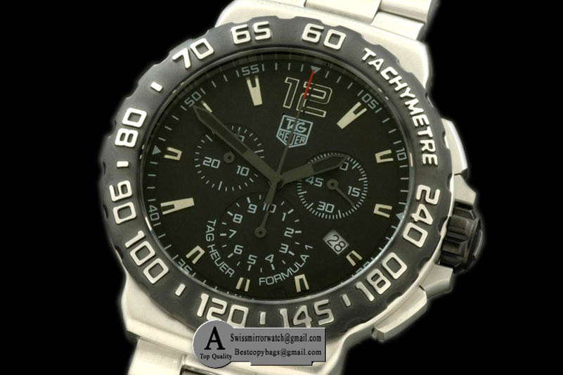 Tag Heuer Formula 1 SS SS Black Black Swiss Eta Quartz Chrono Replica Watches