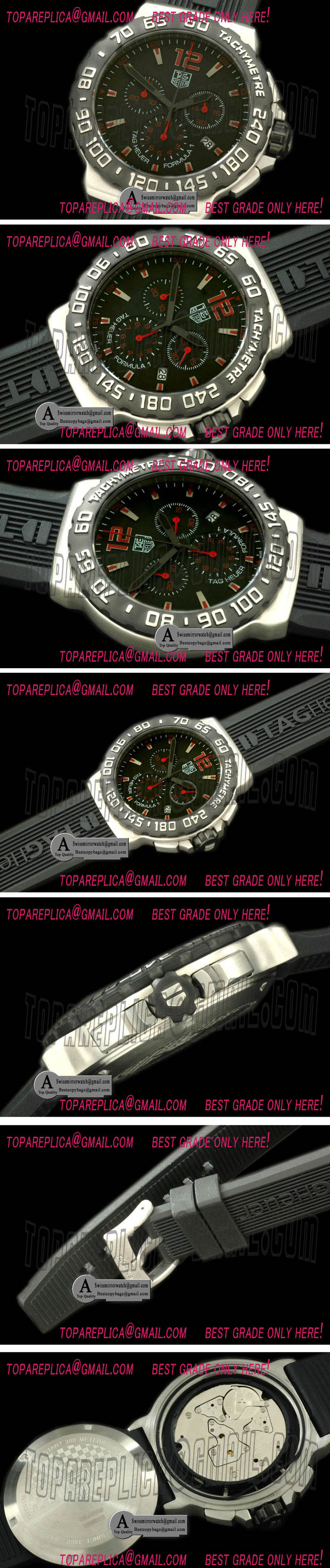 Tag Heuer Formula 1 SS Rubber Black Red Swiss Eta Quartz Chrono Replica Watches