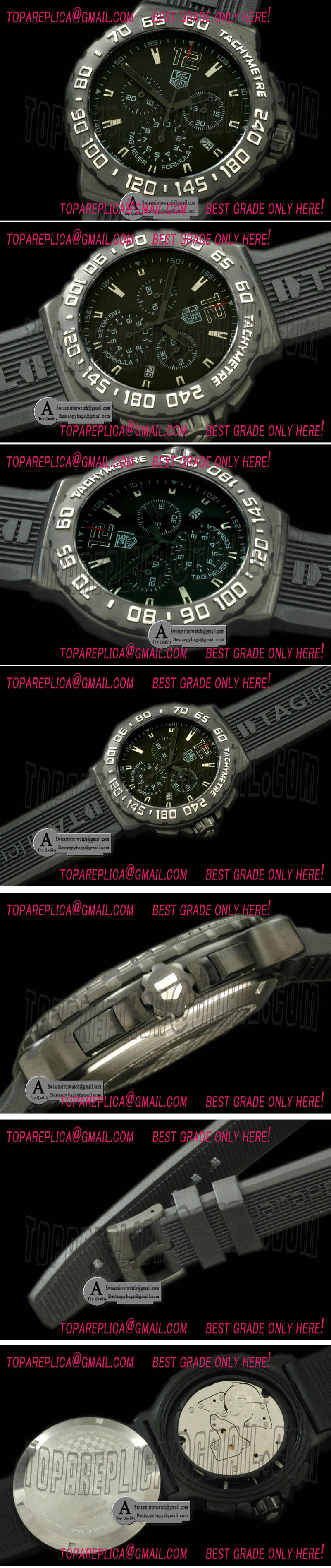 Tag Heuer Formula 1 PVD Rubber Black Black Swiss Eta Quartz Chrono Replica Watches