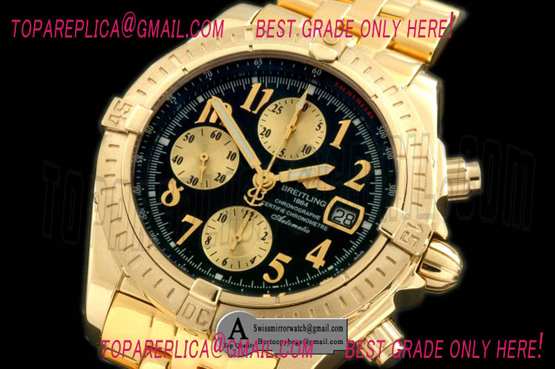 Breitling Chronomat Evolution YG/YG Black Num A-7750 28800bph