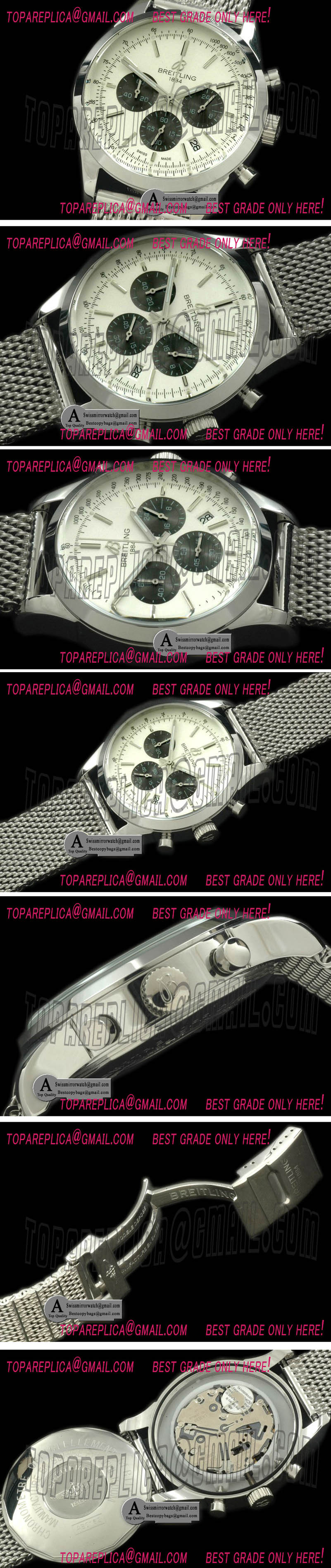 Replica Breitling TransOcean Chrono SS/SS White Japanese OS20 Quartz Watches