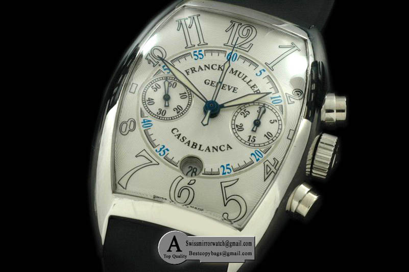 Franck Muller Casablanca Chrono SS Rubber White Asia 7753 Replica Watches