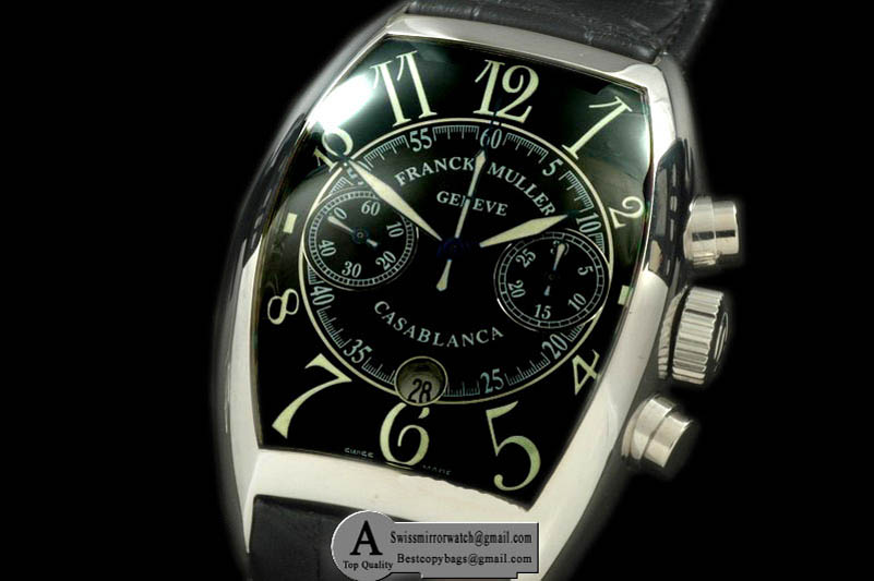 Franck Muller Casablanca Chrono SS Leather Black Asia 7753 Replica Watches