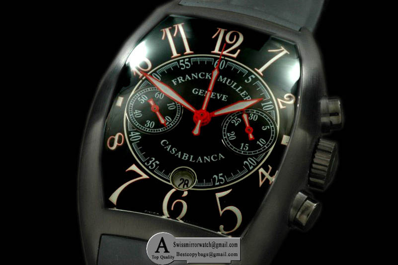 Franck Muller Casablanca Chrono PVD Rubber Black Asia 7753 Replica Watches
