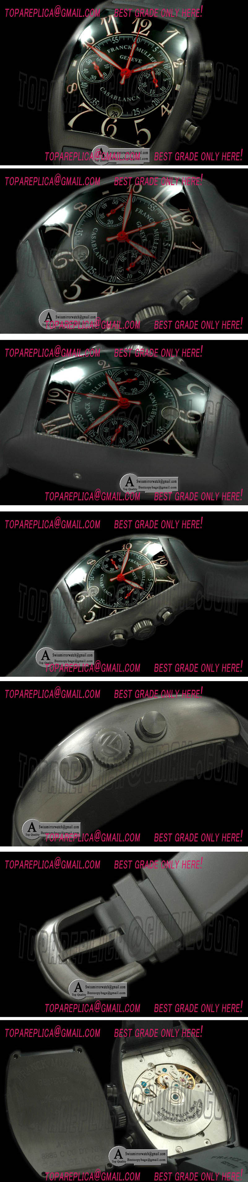 Franck Muller Casablanca Chrono PVD Rubber Black Asia 7753 Replica Watches