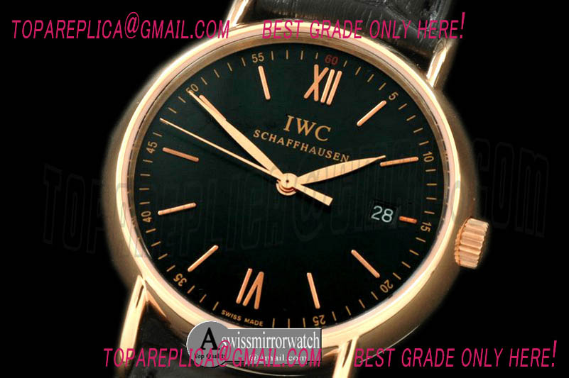 IWC Portifino Ladies RG/LE Black Roman Swiss Qtz