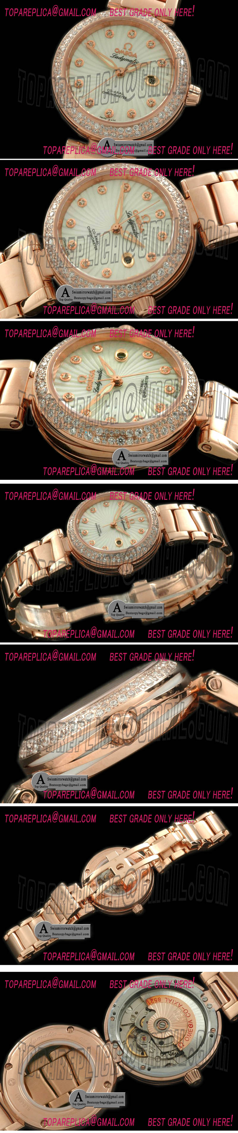 Omega Deville Ladymatic Mid 425.65.34.20.55.001 RG/RG White A-2836 Replica Watches