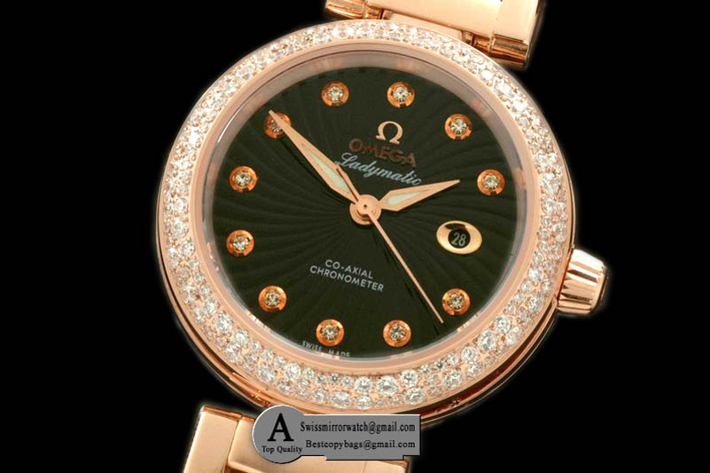 Omega Deville Ladymatic Mid 425.65.34.20.51.001 Rose Gold/Rose Gold Black A-2836 Replica Watches