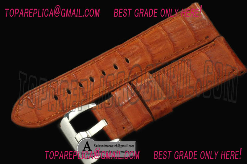 Replica Officine Panerai 24/22 Handsewn American Croc Leather Strap - Brown