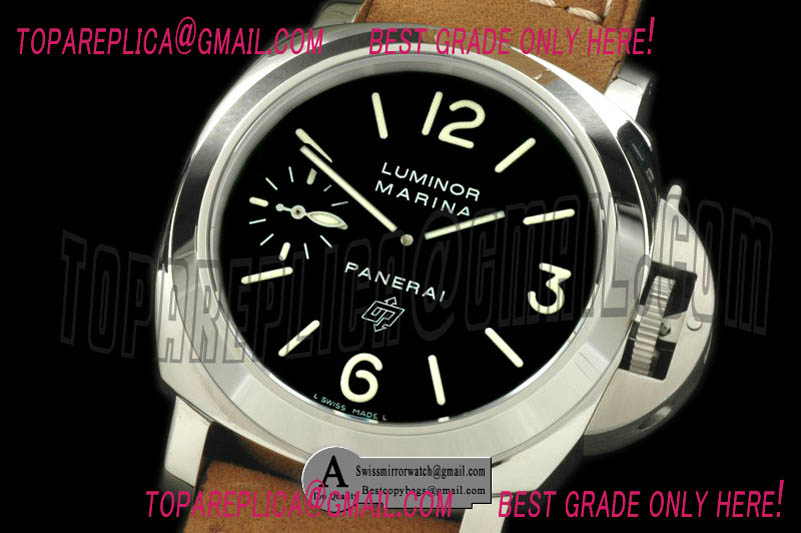Replica Officine Panerai Luminor Marina 44mm Pam 005M Logo SS/Leather Black Asian 6497 H/W Watches