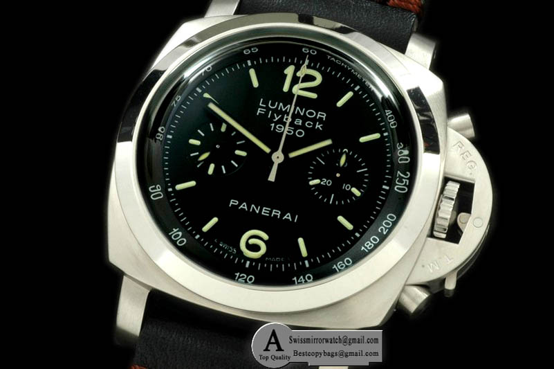 Panerai Luminor Flyback 44mm Pam 212J 1950 Flyback Chrono SS/Leather Black A7750 Replica Watches