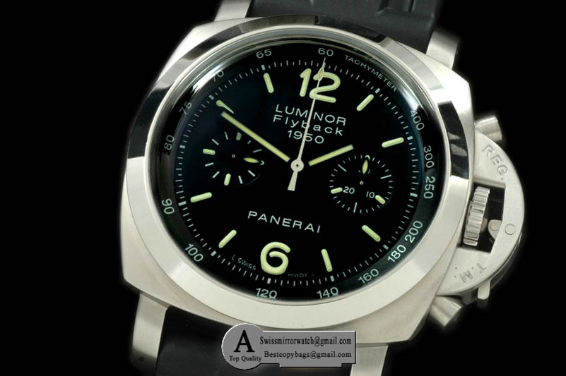 Panerai Luminor Flyback 44mm Pam 212J 1950 Flyback Chrono SS/Rubber Black A7750 Replica Watches