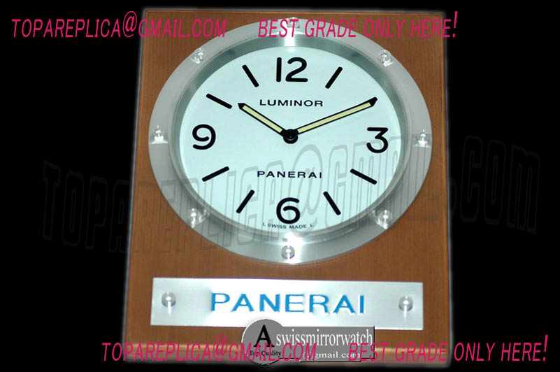 Panerai Pam 255 Style Wall Clock White/Cherry Finish Swiss Qtz