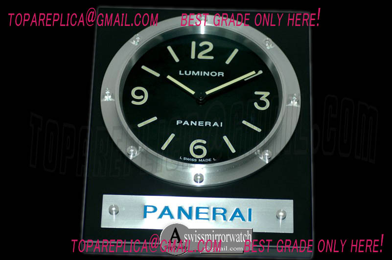 Panerai Pam 255 Style Wall Clock Black/Black Finish Swiss Qtz
