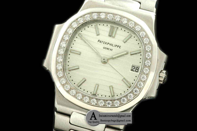 Patek Philippe Nautilus Nautilis Mid SS/Diamond White/Sticks Asian 2824-2 Replica Watches