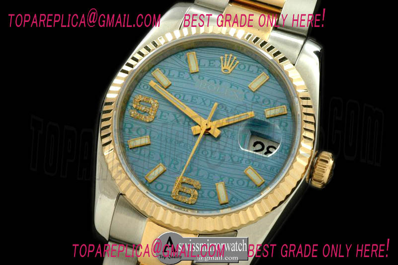 Rolex SS/YG TT Blue Asian Eta 2836/3135- Real Diamonds