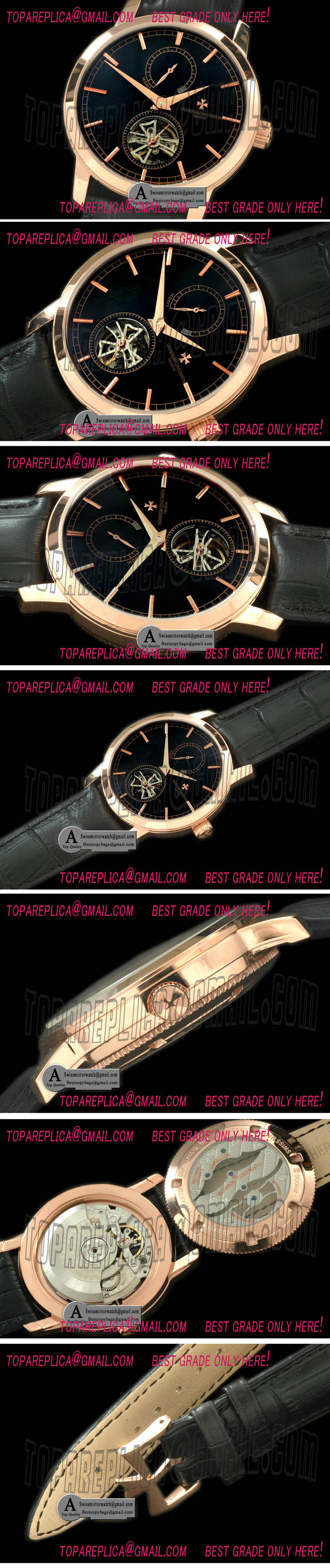 Vacheron Constantin Malte Tourbillon Rose Gold/Leather Black Asian Auto 2813 Replica Watches