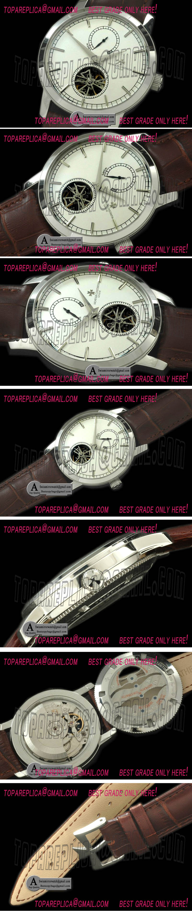 Vacheron Constantin Malte Tourbillon SS/Leather White Asian Auto 2813 Replica Watches