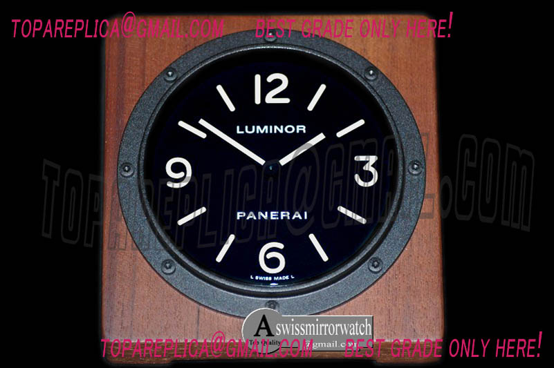Panerai Teakwood Table Clock Pam 254 Swiss Quartz