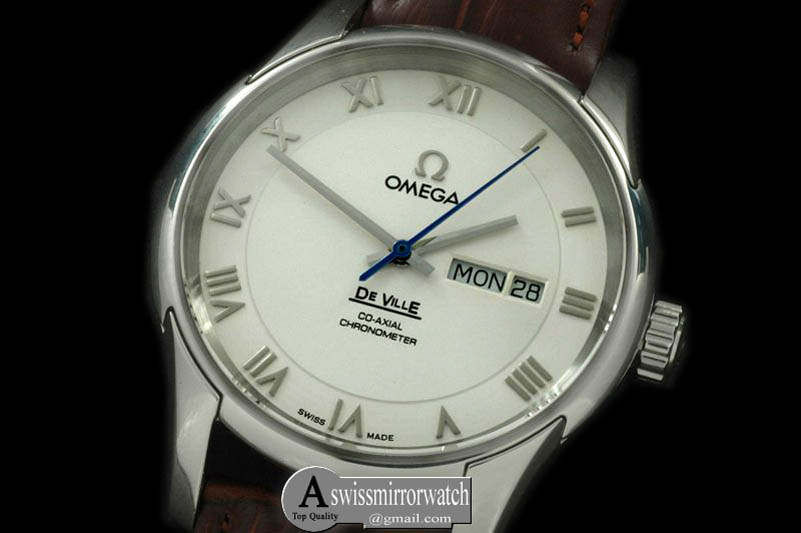 Omega Deville Co Axial Day/Date SS/LE White Asian 2836