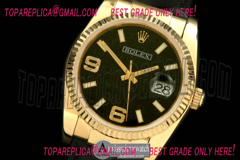 Rolex YG/LE Black Swiss Eta 2836/3135-Real Diamonds