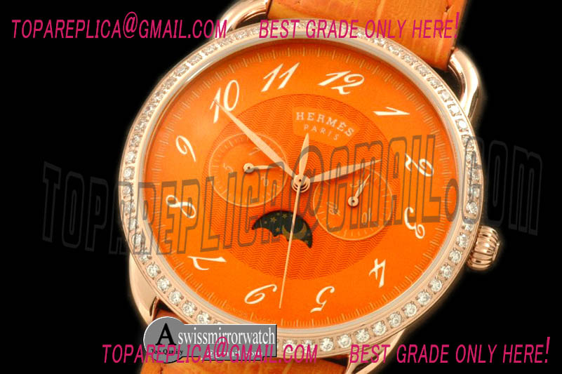 Hermes Arceau Calendar RG/LE Orange Jap Quartz