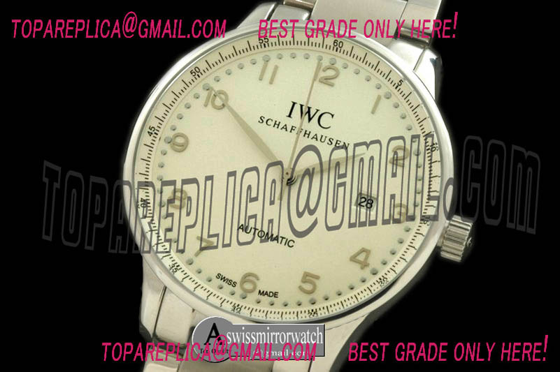 IWC Portugese Automatic SS/LE White/Steel Num Asia 2813