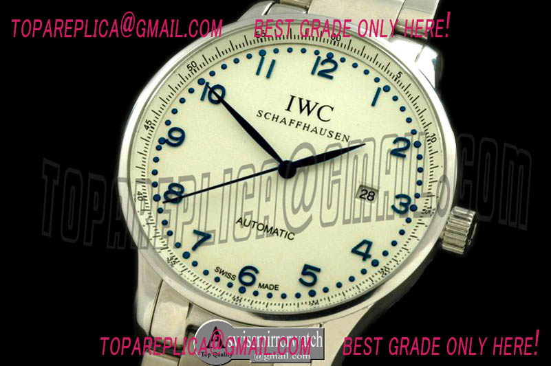IWC Portugese Automatic SS/LE White/Blue Num Asia 2813