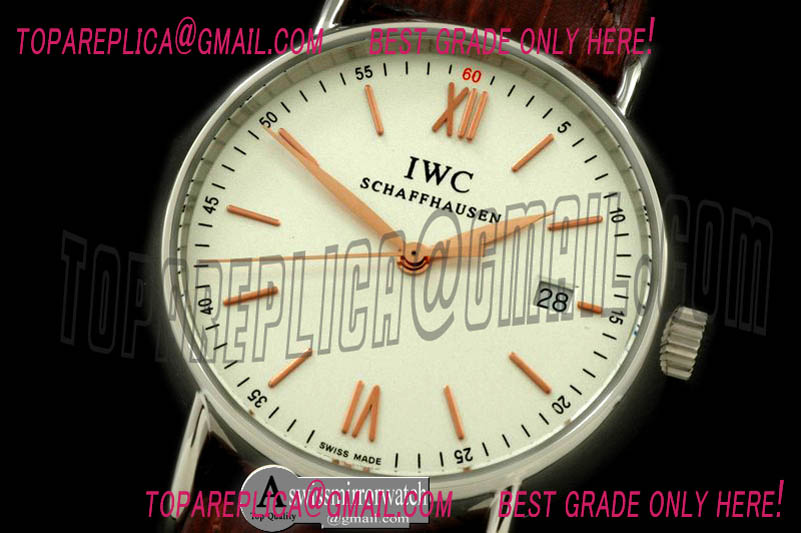 IWC Portifino Ladies SS/LE White/R-Gold Rom/Stk Swiss Qtz