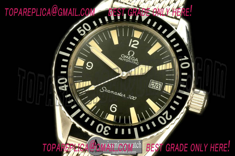 Omega Vintage Seamaster 300 Date SS/ME Blk A-2836