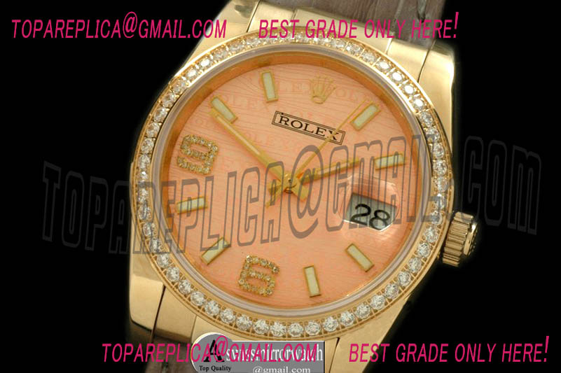 Rolex YG/LE Salmon Asian 2836/3135-Real Diamonds