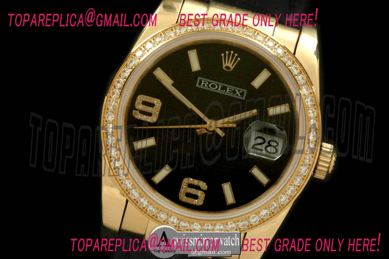 Rolex YG/LE Black Asian 2836/3135-Real Diamonds