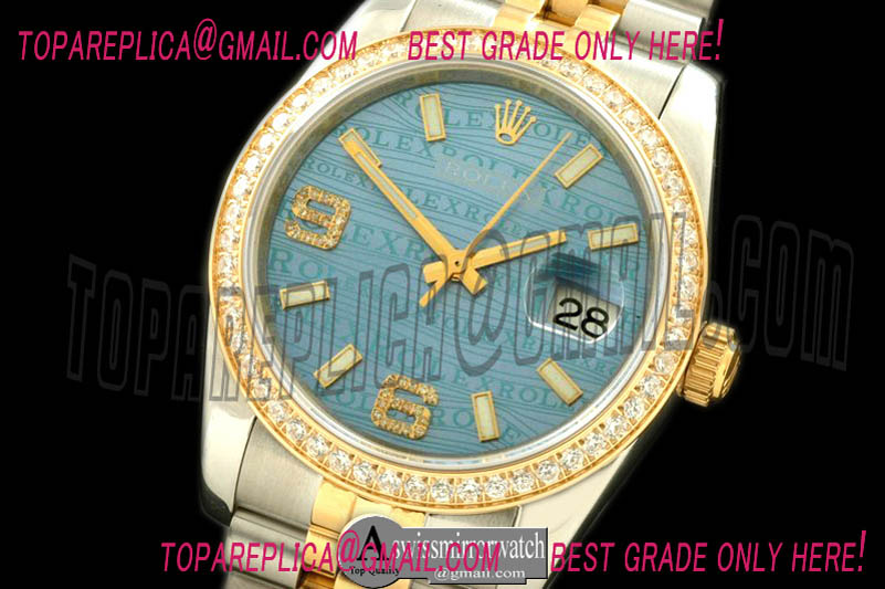 Rolex SS/YG TT Blue Asian Eta 2836/3135-Real Diamond