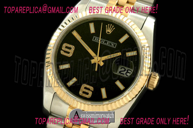 Rolex SS/YG TT Black Asian Eta 2836/3135- Real Diamond